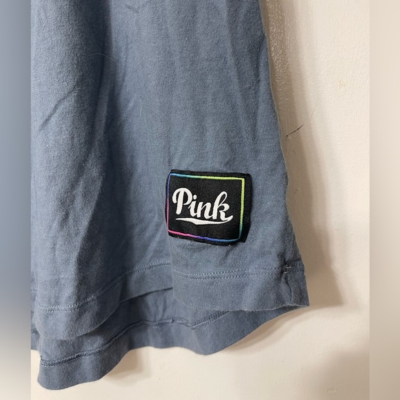 PINK Victoria's Secret Sequined Blue Top with Logo - Picture 5 of 7